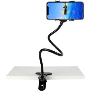 Support T&eacute;l&eacute;phone Avec Col De Cygne, Portable Mat&eacute;riel De Fer, Rotatif Et R&eacute;glable &Agrave; 360 Degr&eacute;s, Universelle Support Col De Cygne Flexible Smartphone Pour Chambre, Lit, Bureau, Voiture - Neuf