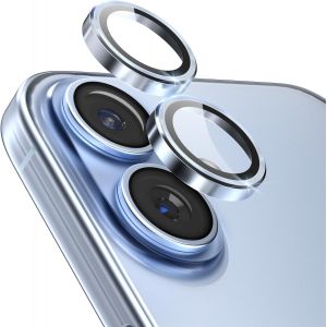 Protection D'objectif D'appareil photo Pour iPhone 17, Coque En Verre Tremp&eacute; Ultra-HD, [Compatible Avec Les Coques] Anneau De Protection D'&eacute;cran En M&eacute;tal, Bleu fonc&eacute; - Neuf