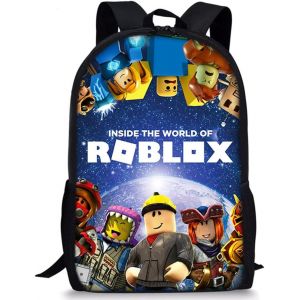 Robllox Sacs à Dos pour Enfant,Robllox Sacs Scolaires 3D Impression Sac à Dos Cartable Réglable Sac d'école Animé Thème Scolaires Cartables Étudiant pour Ecole Primaire Maternelle - Neuf