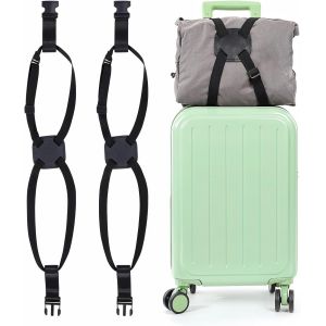 nzqaf-Oruola Lot de 2 sangles de bagage pour valises, sangles de bagage hautement élastiques réglables pour valises, sangles de bagage pour valises, ceinture de voyage pour sac à main, noir - Neuf