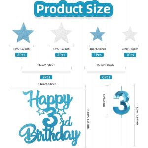 Bleu Joyeux 14Ème Anniversaire Bougies Gâteau Toppers Set,3D Numéro 14 Bougie Pour Gâteau,14Ème Anniversaire Décorations Pour Filles Garçons,Bleu Argent Bougie Gâteau Toppers Pour Fourniture[Z4313] - Neuf