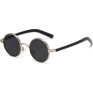 Tianyi-Lunettes De Soleil Ronde Vintage Pour Homme Femme, Lunette De Soleil Petit Rond En Metal Lunettes Retro Protection Uv400 - Neuf