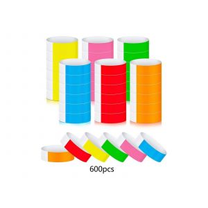 600 Bracelets En Papier Pour &Eacute;v&eacute;nements, 6 Couleurs, Imperm&eacute;ables Et Jetables. - Neuf