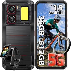 OUKITEL WP300 Telephone Portable Incassable 5G avec Montre Connect&iquest;&iquest;e 36Go+512Go 16000mAh Android 15 6.8"" 120Hz 108MP, Campeur Lumi&iquest;&iquest;re Dual SIM 5G/NFC Noir - Neuf