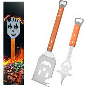 Ulteronixshop-Outil de barbecue multifonction 7 en 1, lot de 2 spatules de barbecue en plein air, cadeau parfait pour homme, tourneur de cuisine de 42 cm, cadeau de barbecue pour homme, fourchette, s - Neuf