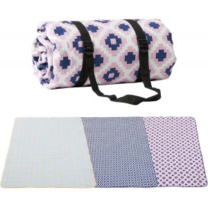 Ulteronixshop-Couverture de pique-nique imperm&eacute;able et portable avec sangle de transport, 203,2 x 203,2 cm, couverture de pique-nique pliable &agrave; carreaux pour camping, parc, plage, herbe (violet) - Neuf
