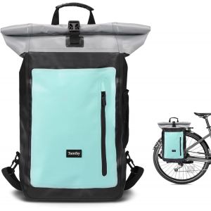 Subzonal-Sacoche Velo Porte Bagage Arriere 100% Imperm&eacute;able Avec Compartiment Pour Ordinateur Portable 2 En 1 Sac &Agrave; Dos & Sacoche V&eacute;lo Arriere Pour V&eacute;lo, D&eacute;placements Quotidiens, Voyages (Menthe, 28l - Neuf