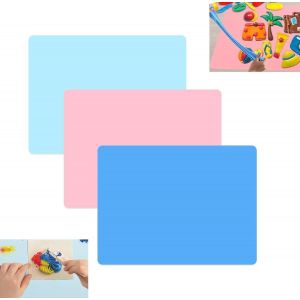 ERYI-3 Pieces Mat De Bricolage Pour Enfants, 40 X 30Cm Tapis De Bricolage En Silicone, Antiadhésif Tapis De Bricolage, Anti-Glissant Tapis Pour Artisanat, Peinture, Repas, Sets De Table(3 Couleurs) - Neuf