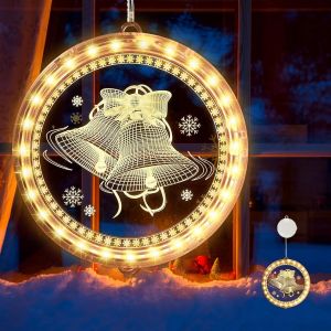 KAL-Lumière De Fenêtre Décorative De Noël, Lumières De Ventouse De Noël, Lumineuse Fenêtre Suspendue, Decoration Lumineuse Noel Vitre Noel, Led De Noël À Suspendre Pour Intérieur Extérieur - Neuf