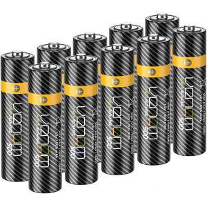 10 x AAA Rechargeable NiMH Batteries 500mAh 1.2V Black - Neuf