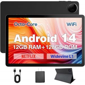 KALWS-2025 Tablette,Écran 10,1 Pouces Hd,Processeur Octa-Core,Tablette Android Grise,12 Go De Ram,128 Go De Rom,Bluetooth 5.0,Double Caméra,Tablette Bureautique,Widevine L1 (Gris) - Neuf