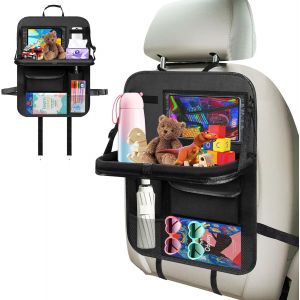 Cmjaagur-Organisateur Voiture Enfant, Protege Siege Voiture Enfant, Organisateur Siege Avec Plateau, Kick Mats Imperméabl, Rangement Auto Accessoire Interieur Avec Tablette Transparent Poches,Noi[M83] - Neuf