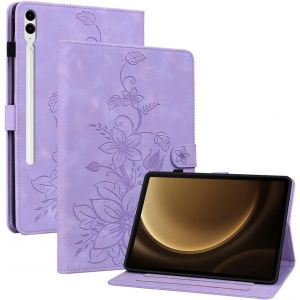 Coque Pour Samsung Galaxy Tab S10 Plus/ S9 Plus/ S9 Fe Plus 12,4 Pouces, Multi-Angles De Visualisation Housse De Protection En Similicuir Avec Porte-Carte Couverture Motif Lys, Pou[Coq9125171] - Neuf
