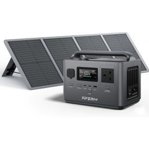 Generateur Electrique Portable 400W avec 100W Panneau Charge, Station Solaire Portable 400W/256Wh, Batterie Nomade avec CA 220-240V, Ports USB, UPS - Neuf