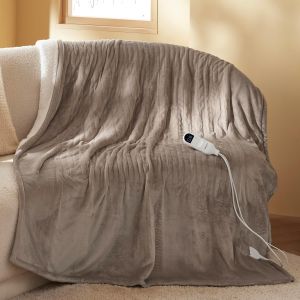 Couverture chauffante 130x180 cm, arr&ecirc;t Automatique, 6 Niveaux de Chaleur, minuterie 10h, Protection surchauffe 8h, Douce &eacute;lectrique pour Maison & Bureau, Marron Moka - Neuf