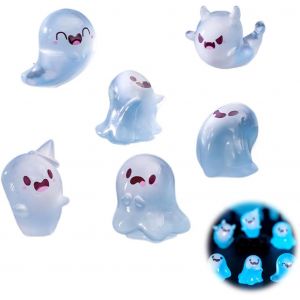 CAUC-6 PCS D&eacute;coration Halloween Miniature Fant&ocirc;mes en R&eacute;sine Lumineuse pour Table, Jardin, Rebords de Fen&ecirc;tre, Bureau, F&ecirc;te, DIY Cr&eacute;atif - Neuf