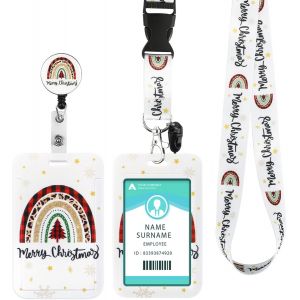 KALANKA-Porte Badge Tour de Cou Porte Clé avec Swivel Lobster Clasp, Porte Badge d'identification avec Cordon Tour de Cou, Pour Clés, Carte d'étudiants, Carte Bus (Christmas Tree) - Neuf