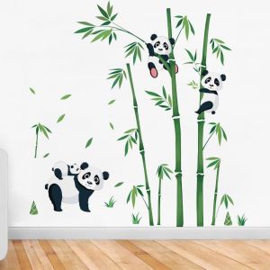 Trahoo-Stickers Muraux Enfants Panda Autocollant Mural Bambou Animaux De La Forêt Deco Stickers Chambre Enfants Fille Garçon Bébé Décoration - Neuf