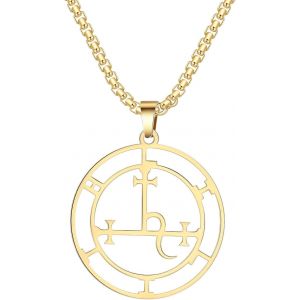 Kal-Collier Sigil De Lilith Avec Pendentif Déesse Lilith Sigil Hécate Lucifer Satanique Lilith Symbole Wiccan Bijoux Cadeaux Pour Homme Et Femme - Neuf