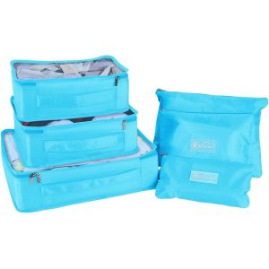 Lot De 6 Sacs De Rangement De Voyage - Sacs De Rangement Multi-U Pour Vêtements, Articles De Toilette - Bleu Clair - Neuf