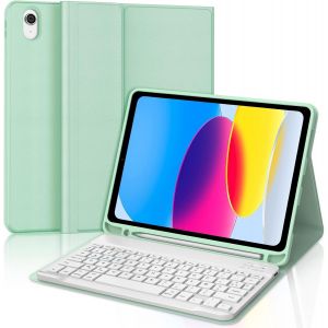 Coque Clavier Pour Ipad A16 11ème Génération/10ème Génération 10.9"" (2025/2022) - Azerty Français Clavier Détachable Sans Fil Bluetooth Pour Ipad10 Ème, Vert Chair - Neuf