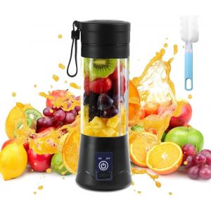 KALANKA-Mixeur Portable &Eacute;lectrique pour Smoothies, 380ml Blender Rechargeable par USB avec Brosse M&eacute;nage Tasse &agrave; Jus de Fruits Mixer 6 Lames Juicer pour Milk Shakes Glace Pil&eacute;e Aliments B&eacute;b&eacute; - Neuf