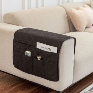 Housse De Bras De Canap&eacute; Amovible 50x90 Cm Avec Poche De Rangement - Protection Pour Accoudoirs De Fauteuils Et Canap&eacute;s De Salon En Polyester Bross&eacute; Durable, - Neuf