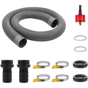 NouvelHorizonstore-Kit R&eacute;cup&eacute;ration Eau de Pluie Raccord pour Citernes de Pluie Contient Tuyau Arrosage 100 cm Embout de Tuyau 32 mm Contre-&eacute;crou pour Tonneau d'eau de Pluie R&eacute;servoirs d'eau Citernes - Neuf