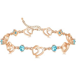 Eryi-Cadeau Femme La Saint-Valentin Bracelet Femme Argent Sterling 925 Bracelet Coeur Or Réglable Bracelet Breloques Bijoux Femme Cadeau Femme La Fête Des Mères Cadeau De Fin D'études - Neuf