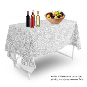 Hjlian Nappe En Coton Et Lin, Facile A Nettoyer, Motif Damasse (140 X 140 Cm) - Neuf