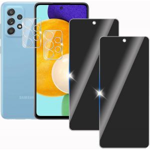 JGD-2 Pi&egrave;ces Anti-Espion Protection &Eacute;cran Verre Tremp&eacute; pour Samsung galaxy A52S avec 2 Pi&egrave;ces Protecteur d'objectif de Camera,Vitre Protection Film Duret&eacute; 9H Confidentialit&eacute;,Anti Rayures - Neuf