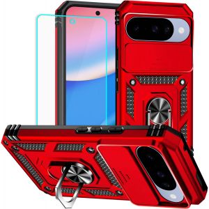 LORANKA-Coque pour Pixel 10/10 Pro avec protecteur d'&eacute;cran : [Qualit&eacute; militaire test&eacute;e en cas de chute] Anneau de protection antichoc pour appareil photo Google Pixel 10/10 Pro (rouge) - Neuf
