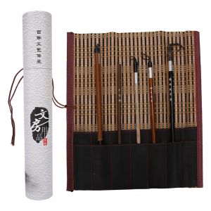 Lot de 5 pinceaux a dessin en bois, stylet traditionnel chinois, pour peinture, ecriture, calligraphie, fournitures artistiques - Neuf