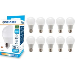 Kal-Ampoule Led, Standard A60, Culot E27, 9w (806 Lumens Équivalent À 60w), Lumière Blanche Froide 6500k, Technologie Smd, Faisceau 200 °, Pack De 10 Ampoules - Neuf