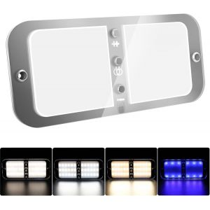 Fchhk-12v Lumière Intérieure À Led, 72 Led 800lm Eclairage Voiture Lumineuse Réglable Rv De Toit De Lampes Avec Interrupteur Et Télécommande Pour Voiture/Camion/Camping-Car/Bateau/Van (1 Pcs) - Neuf