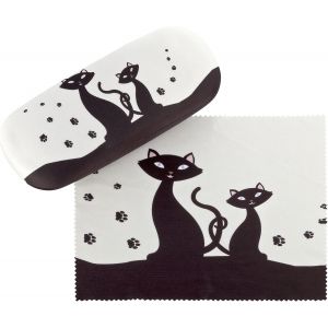 Tianyi-Étui Lunettes Boîte Robuste Cadeau Étui Lunettes De Soleil Chiffon De Nettoyage Chat Noir - Neuf
