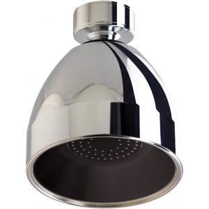 KAL-2765/S Pomme De Douche Made In Italy | Pomme De Douche Sur Rotule En Laiton Chromé | Pomme De Douche Chromée Noire | Pomme De Douche Anti-Calcaire | Avec Réducteur De Débit Économiseur D'Eau - Neuf