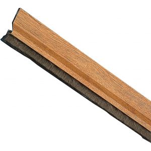 Modèle 2 Bas de porte adhésif en applique avec brosse à poil et plaque en plastique à l`intérieur de la brosse,82 cm,chêne,aluminium - Neuf