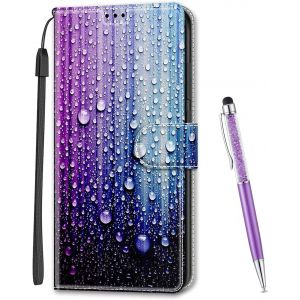 Kal-Coque Compatible Avec Huawei P Smart Plus 2019 / Enjoy 9s, Imprimé Coloré Motif Portefeuille Housse En Cuir Synthétique Avec Support Et Cartes Compartiments Pour P Smart+ 2019 (Goutte D'eau A) - Neuf