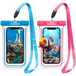 Kal-[Pack De 2 Pochette Étanche Téléphone [Certifiée Ipx8] Etui/Housse/Coque Étanche Smartphones Universel Sac Protection Pour Iphone, Samsung, Huawei, Jusqu'à 6,8 Pouce (Bleu+Rose) - Neuf