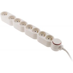 TYE-Bloc Home 8 prises 16A 2P+T avec interrupteur et fiche parafoudre - Blanc - c&acirc;ble HO5VV-F 3G1 1,5m - Neuf