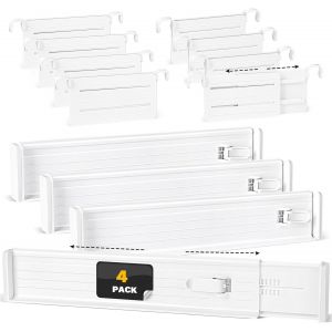 Jexnovashop-S&eacute;parateur Tiroir En Plastique Lot De 12 Separateur Tiroir Cuisine R&eacute;glable,Extensibles De 30 &Agrave; 55 Cm, S&eacute;parateurs De Tiroirs Extensibles Pour Bureau, Armoires Et Commodes - Neuf