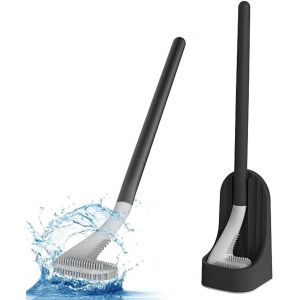 Wc Silicone Et Supports-De Toilette &Agrave; Manche Long Plastique-Montage Mural Ou Au Sol-Pour Le Nettoyage De Salle De Bain-Noir - Neuf