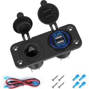 TIANYI-Panneau de Commutation Chargeur Voiture Fonction Dual USB Charger Voltm&egrave;tre &agrave; LED Interrupteur Bascule ON/Off Prise Cigarette pour Bateau Marine - Neuf