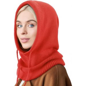 Bonnet Femme Hiver Chapeaux D'Hiver Pour Hommes - Balaclava Knit Beanie Skull Cap Tricot&eacute;e Cagoule &Agrave; Capuche - Rouge - Neuf