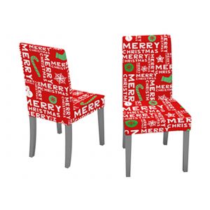 Housses de chaises de salle &agrave; manger rouges lavables, lot de 2, pour No&euml;l - Neuf