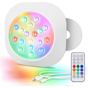 Sansh-Rechargeable Eclairage Led Submersible, 14cm Lampe Piscine Couleur Rgbw Ip68 Étanches Avec Télécommande, Lumières Sous-Marines Magnétique Pour Piscines Hors Sol, Bois, Jacuzzi - Neuf