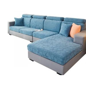 Housse De Coussin De Canap&eacute; Extensible Bleue Pour 1 Place, Protection Anti-Poussi&egrave;re, Lavable En Machine, Convient Aux Coussins De 65 &Agrave; 90 Cm - Neuf