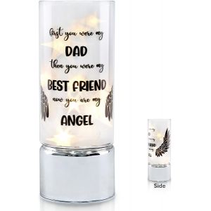 Jgd-Cadeau Comm&eacute;moratif Pour La Perte D'un P&egrave;re &iquest; Bougie Sans Flamme &Agrave; Piles Avec Fonction Minuterie, Lanterne Cylindrique En Verre Avec Guirlande Lumineuse, Exprimant La Condol&eacute;ance Pour La - Neuf