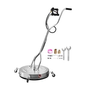 MEVRONISSHOP-Nettoyeur de surface pour nettoyeur haute pression 612 mm, accessoire nettoyeur sol en acier inox avec 4 roues, 276 bar max. connecteur 0,95 cm 2 buses de pulv&eacute;risation pour b&eacute;ton patio - Neuf